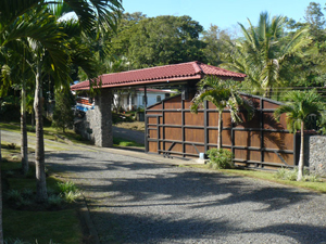 A high wall and formidable and handsome electric gate protect the property.